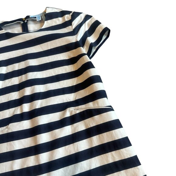 Draper James White Navy Stripe Shift Dress Nautical Vacation Travel Size 6 Women - Picture 4 of 10